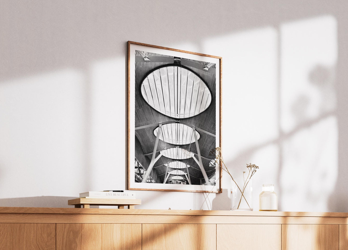 Madrid Architecture Print: Richard Rogers Airport Design, Black and White Geometric Photography
