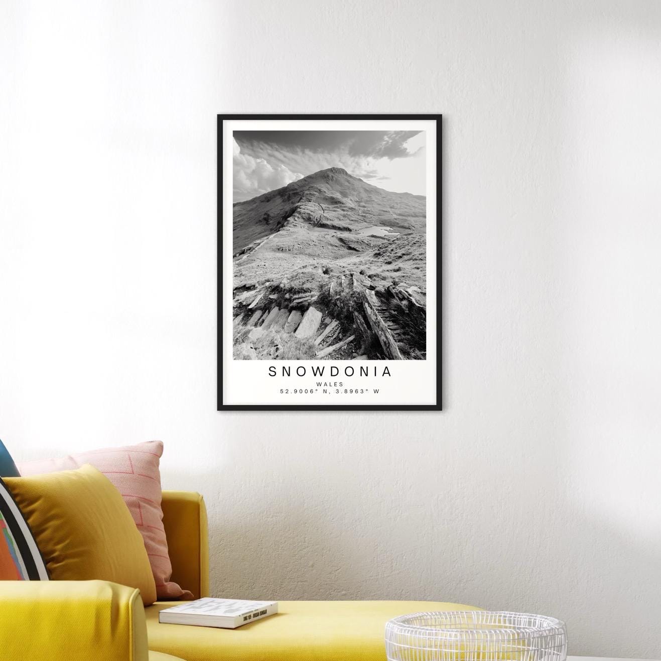 Snowdonia Mountain Print – Black and White Welsh Landscape Photography Wall Art