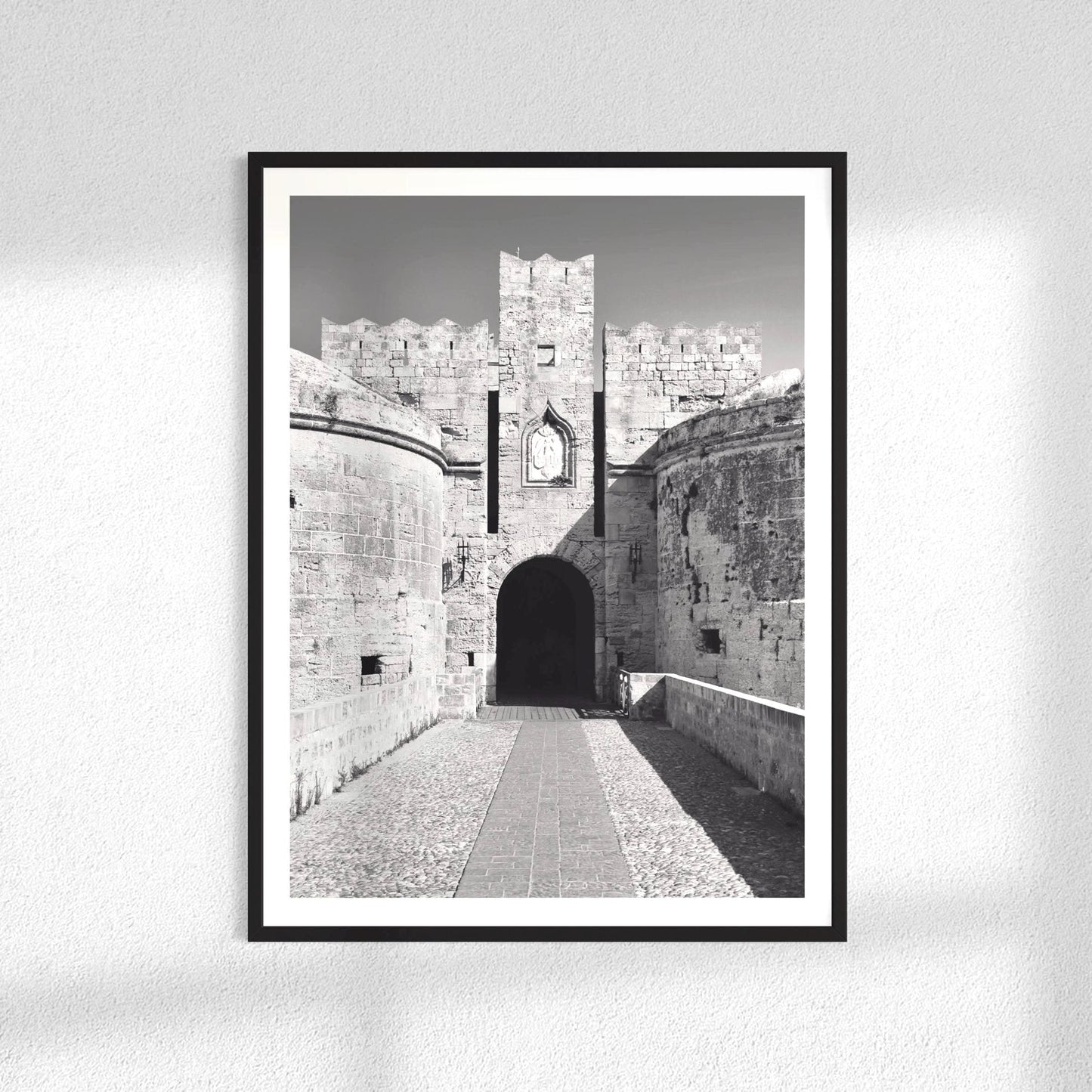 Rhodes Old Town Print: Black and White Ancient Greece Wall Art, Architecture Photography Gift