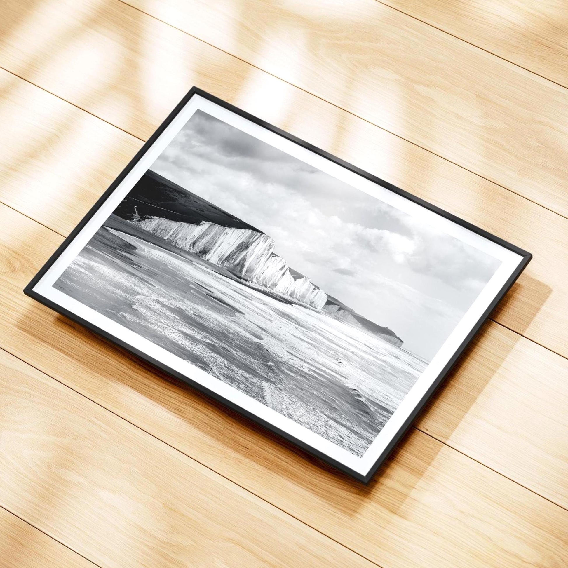 Black and White Coastal Photography Wall Art - Seven Sisters Fine Art Print - Matthew Webb Photography