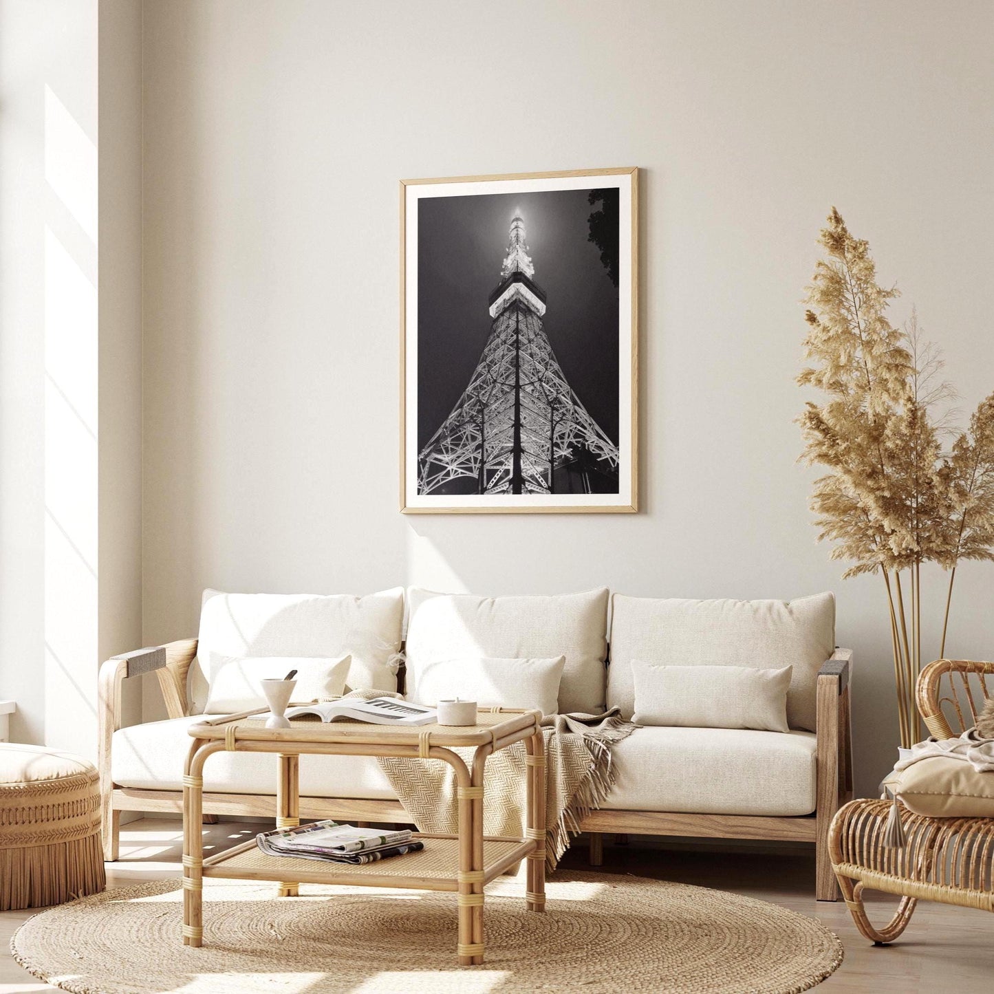 Tokyo Tower Black and White Photography Print, Japan Landmark Art, Modern Wall Decor - Matthew Webb Photography