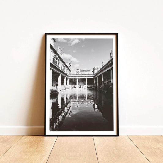 Roman Baths Print: Black & White Bath UK Architecture Wall Art, Travel Photography Gift
