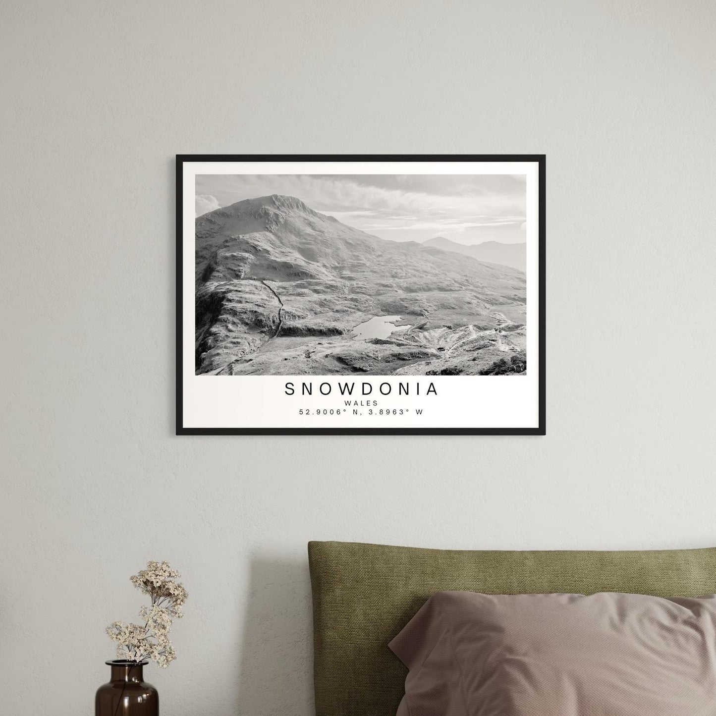 Snowdonia Wall Art – Wales Mountain Travel Poster, Personalised Welsh Gift