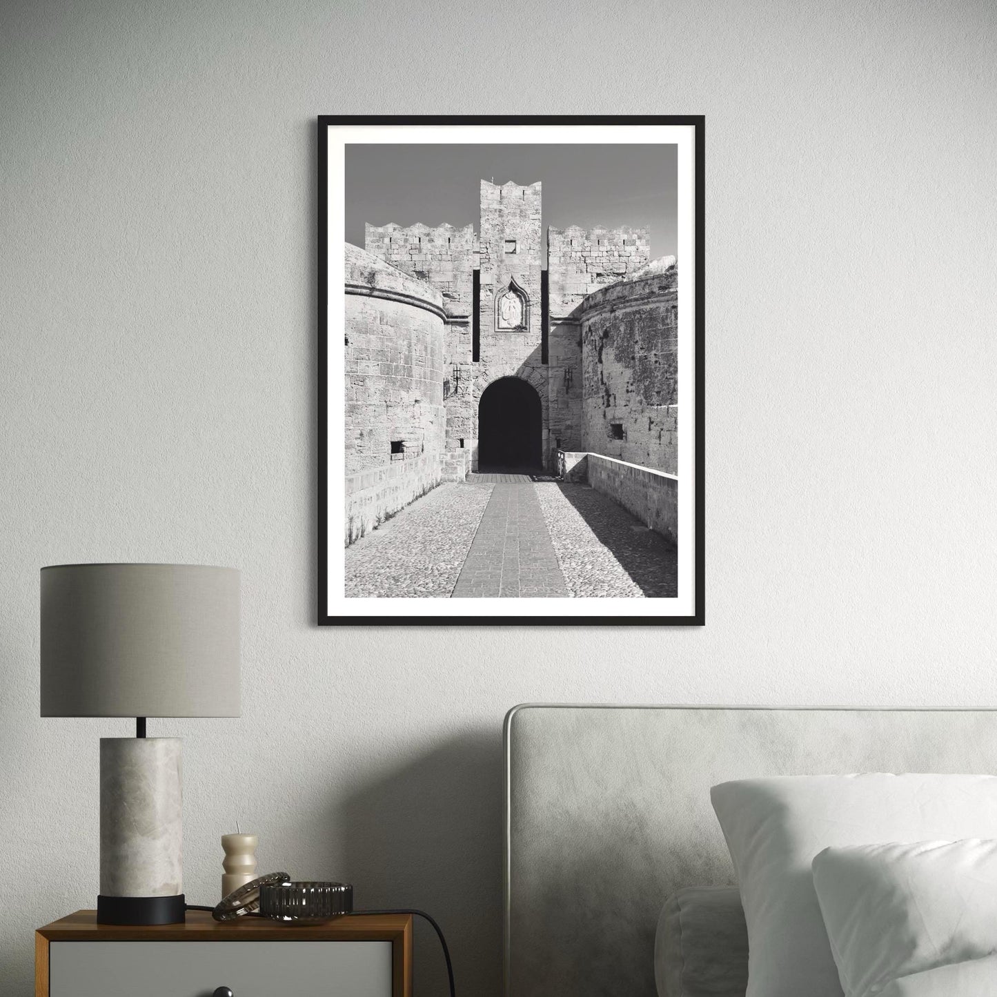 Rhodes Old Town Print: Black and White Ancient Greece Wall Art, Architecture Photography Gift