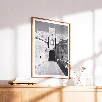 Rhodes Old Town Print: Black and White Ancient Greece Wall Art, Architecture Photography Gift