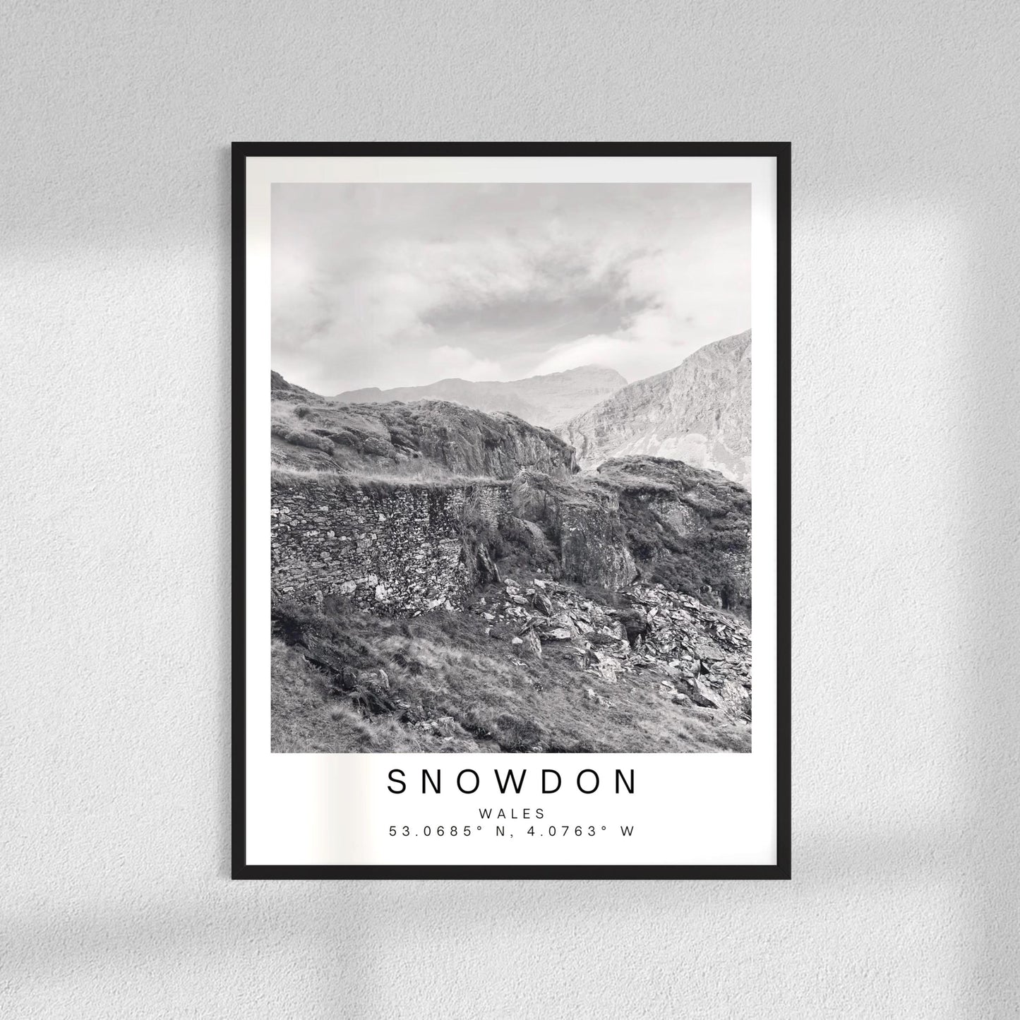 Snowdon Mountain Print: Monochrome Wales Landscape Photography, Minimalist Wall Art for Hikers