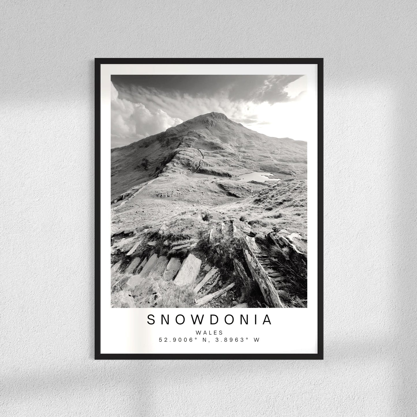 Snowdonia Mountain Print – Black and White Welsh Landscape Photography Wall Art