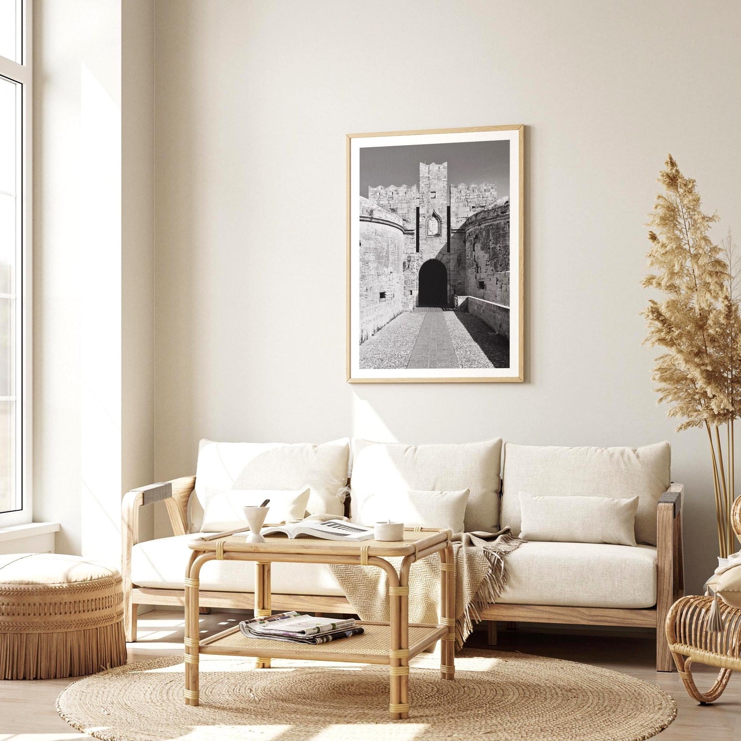 Rhodes Old Town Print: Black and White Ancient Greece Wall Art, Architecture Photography Gift