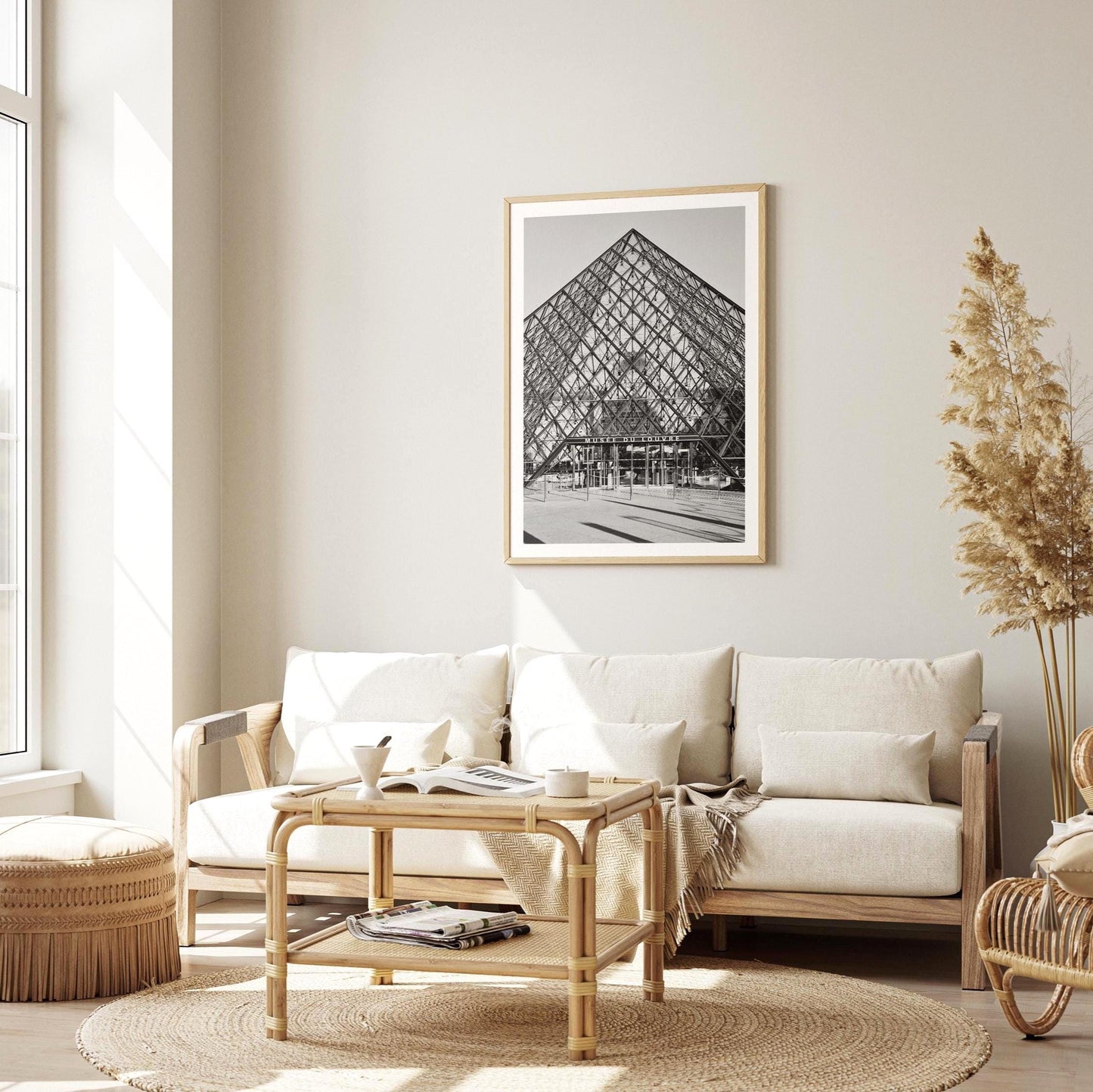 Louvre Museum Print - Black and White Paris Photography Wall Art, Minimalist Gift - Matthew Webb Photography