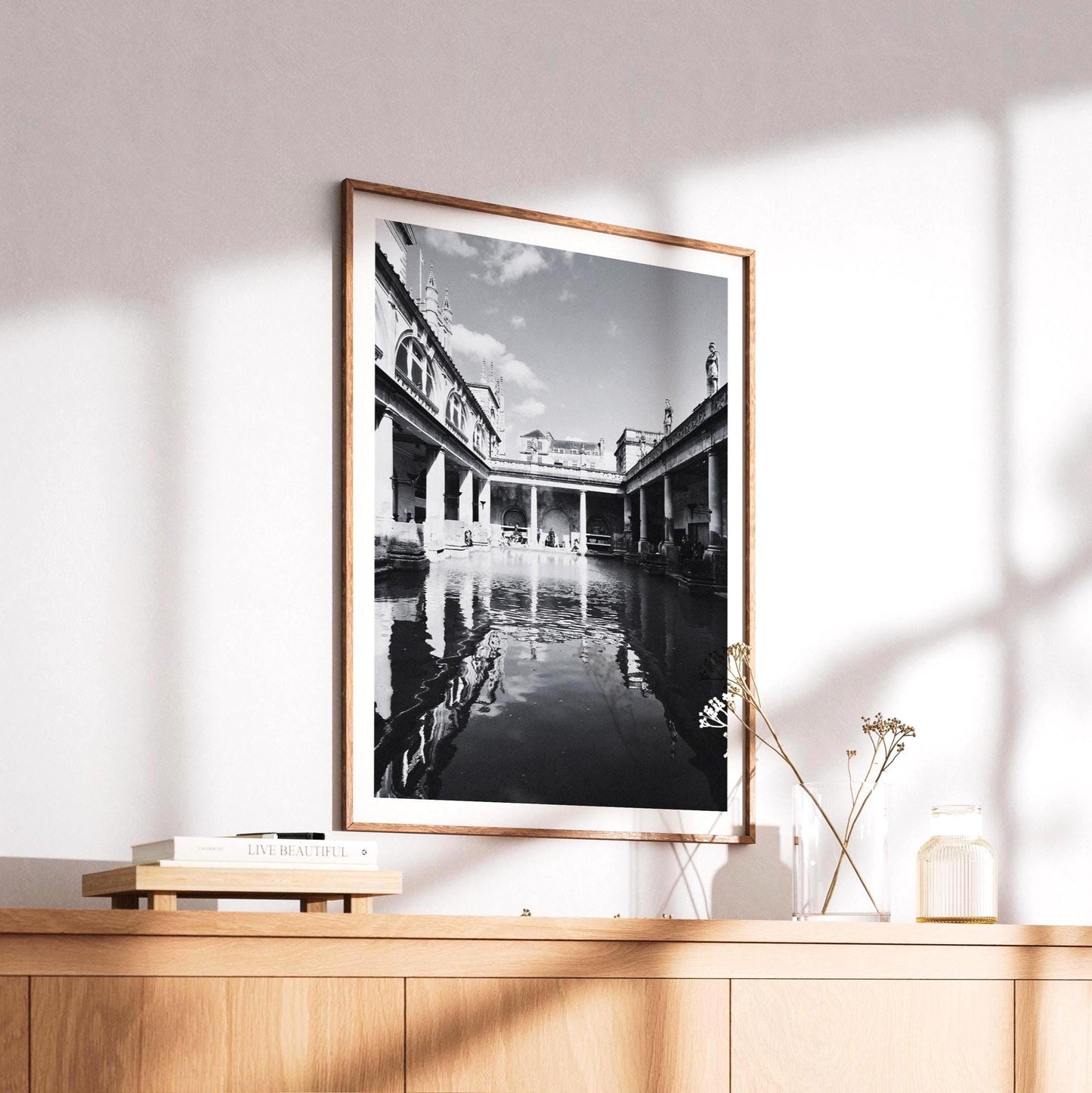 Roman Baths Print: Black & White Bath UK Architecture Wall Art, Travel Photography Gift