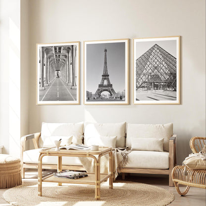 Paris Wall Art, Set of 3 Prints - Black and White Photography, Framed travel posters