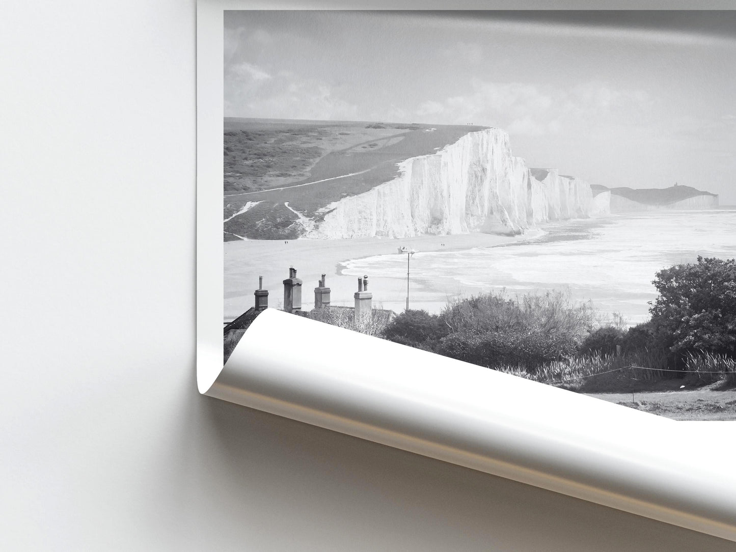 South Downs Travel Wall Art - Black and White Coastal Photography, Print or Framed Personalized Gift