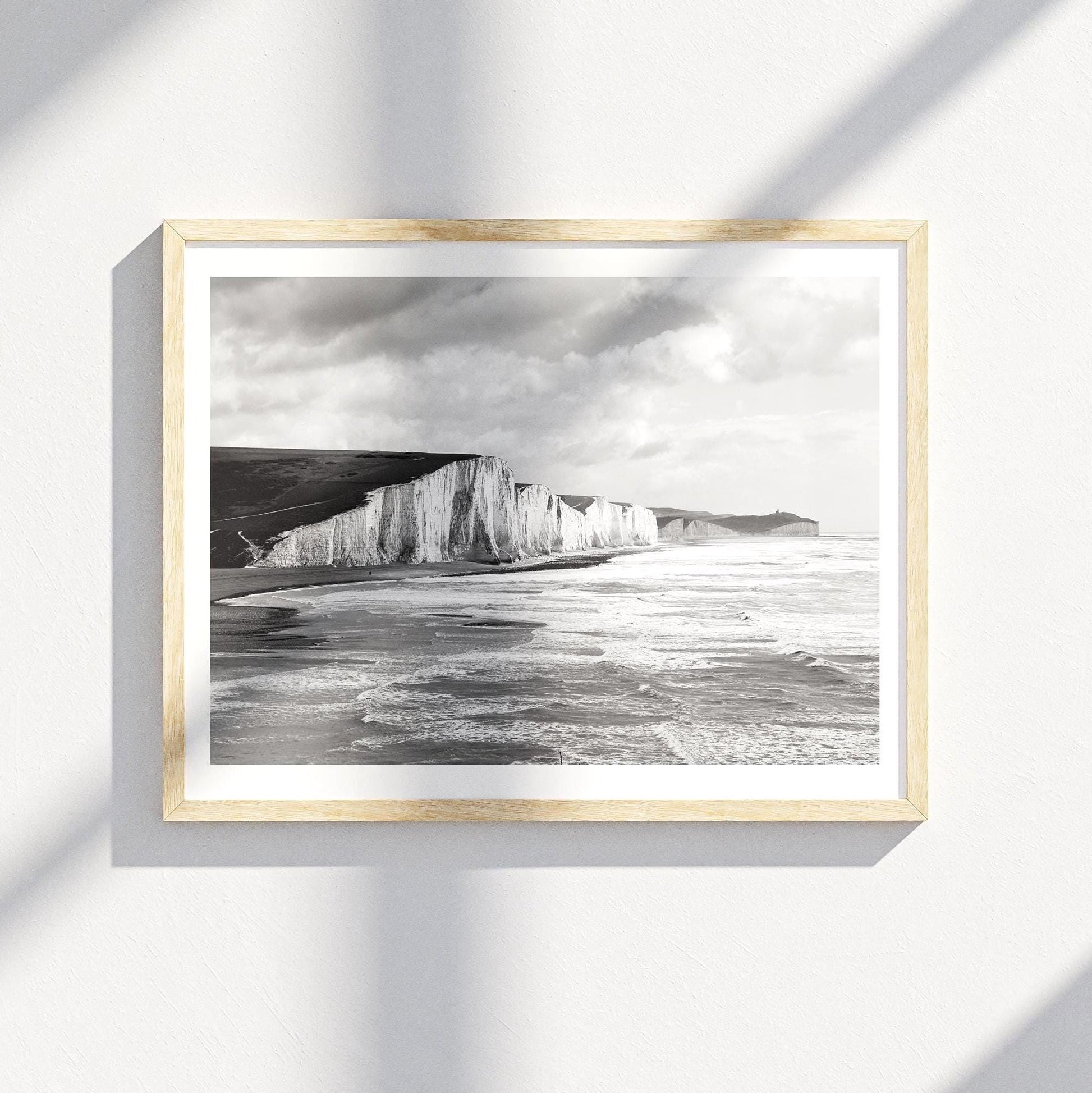 Black and White Coastal Photography Wall Art - Seven Sisters Fine Art Print - Matthew Webb Photography