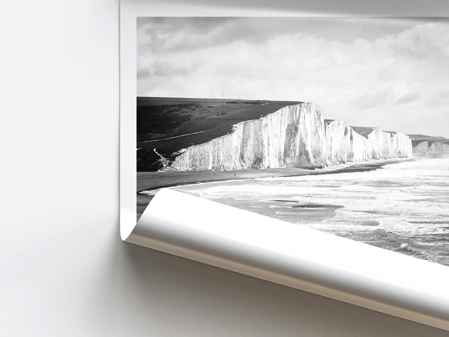 Black and White Coastal Photography Wall Art - Seven Sisters Fine Art Print - Matthew Webb Photography