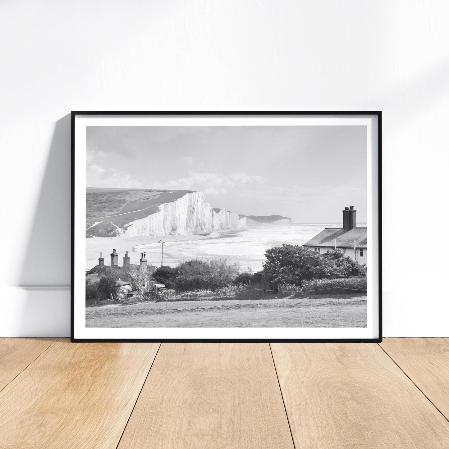 Chalk Cliffs Poster - Coastal Wall Art, Black and White Photography, Print or Framed