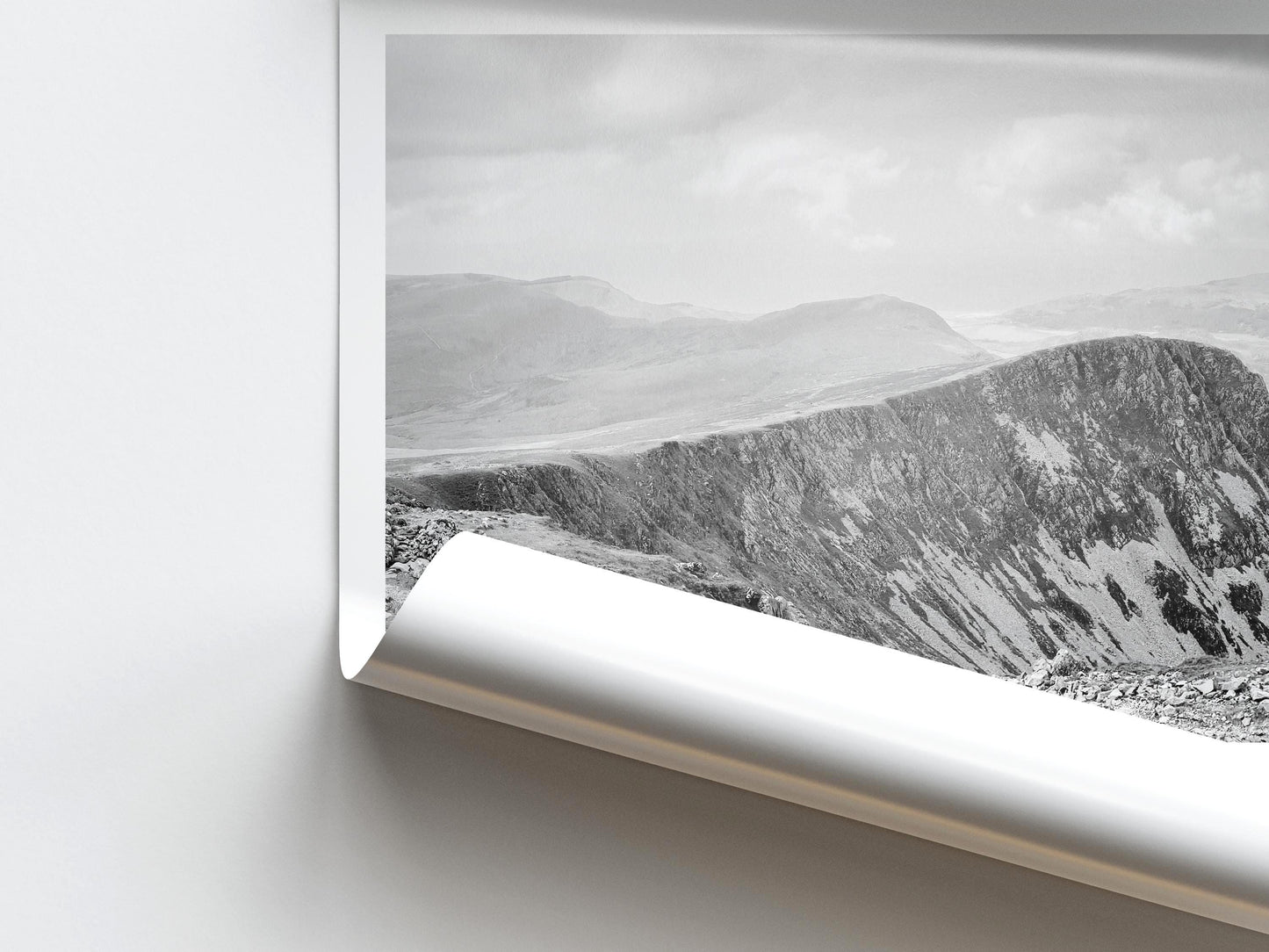 Cadair Idris Black and White Print – Snowdonia Wales Mountain Photography, Minimalist Landscape Wall Art, Monochrome Nature Poster