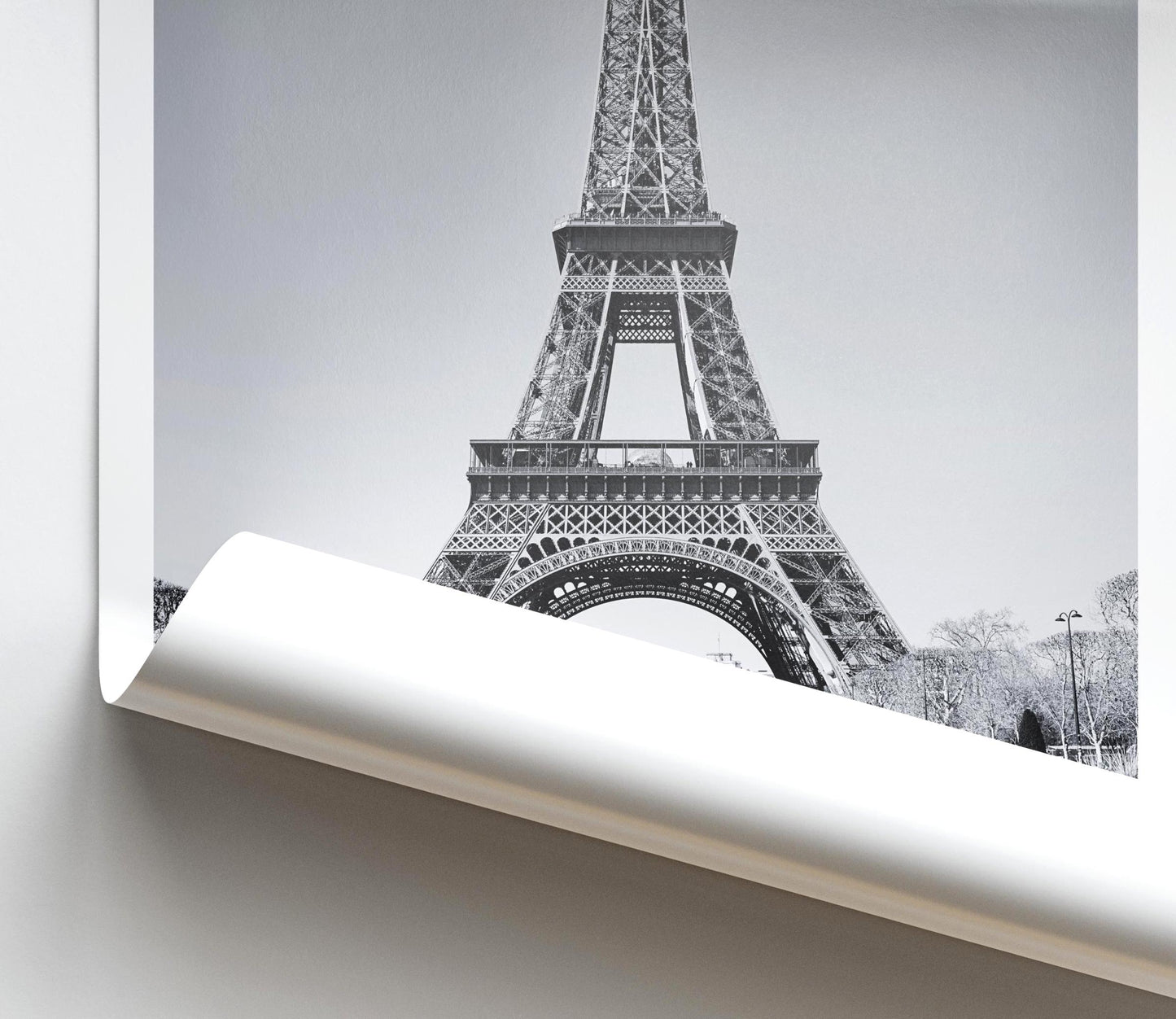 Black and White Eiffel Tower Print - Paris Photography Wall Art, France Travel Poster