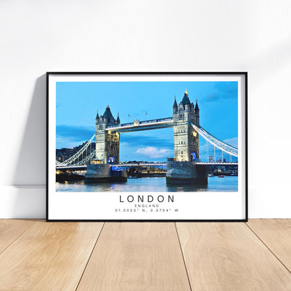 London Tower Bridge Travel Poster - UK England Photography Wall Art Print, Personalized gift - Matthew Webb Photography