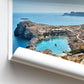 Rhodes Greece Print: Lindos Acropolis, Ancient Coastal Photography, Colorful Greek Island Wall Art