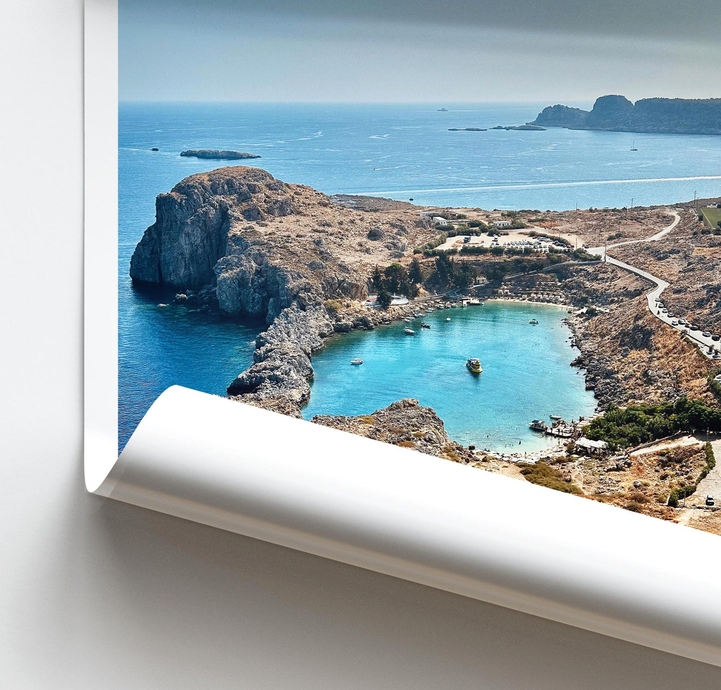 Rhodes Greece Print: Lindos Acropolis, Ancient Coastal Photography, Colorful Greek Island Wall Art