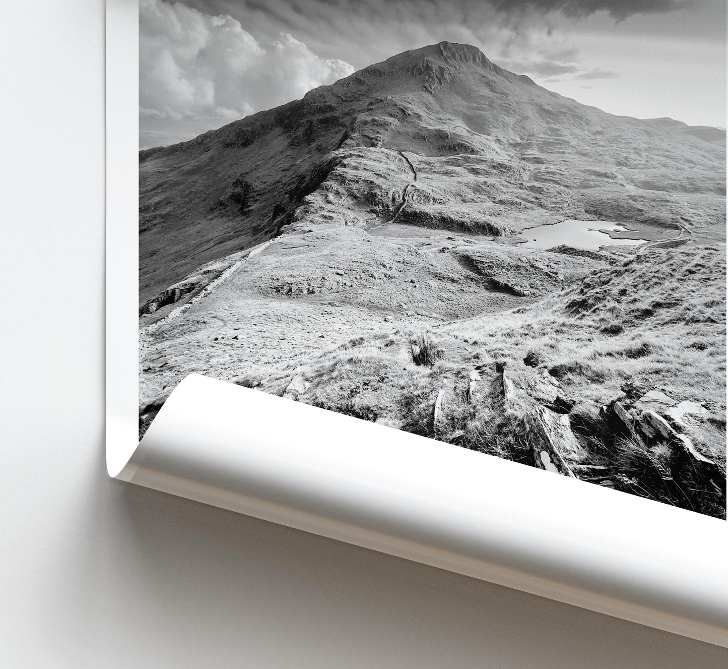 Snowdonia Mountain Print – Black and White Welsh Landscape Photography Wall Art