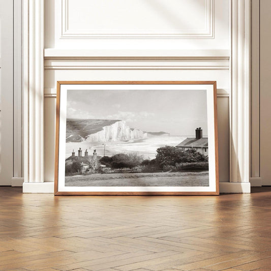 Chalk Cliffs Poster - Coastal Wall Art, Black and White Photography, Print or Framed