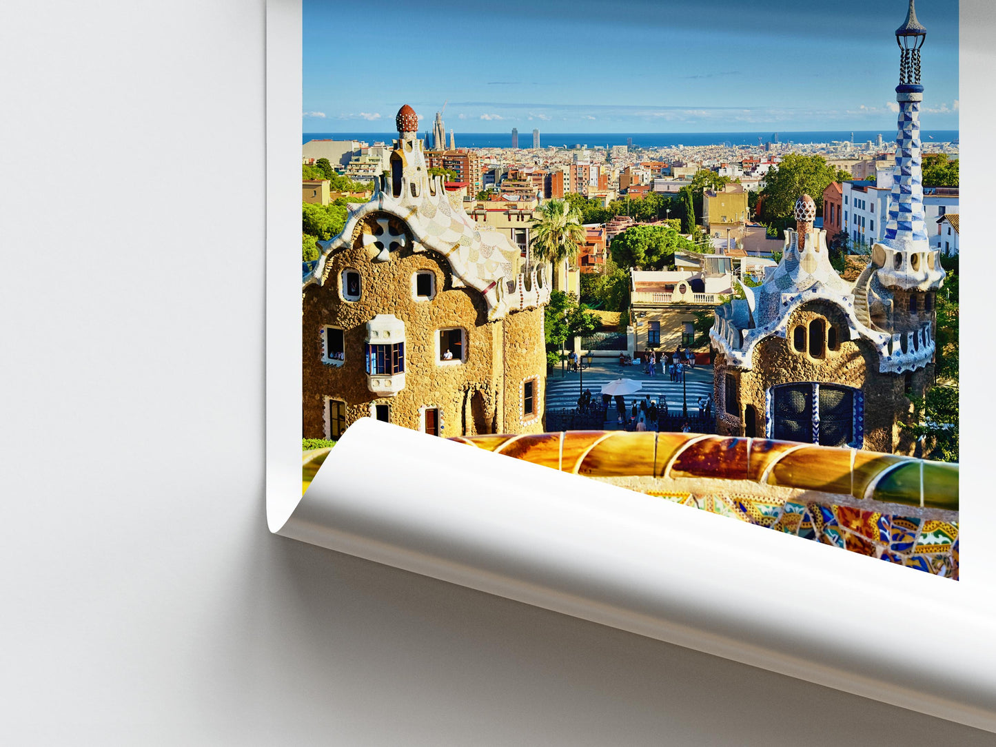 Barcelona Travel Print - Park Guell Spain Wall Art, Framed Minimalist Photography Decor, Architect Gift