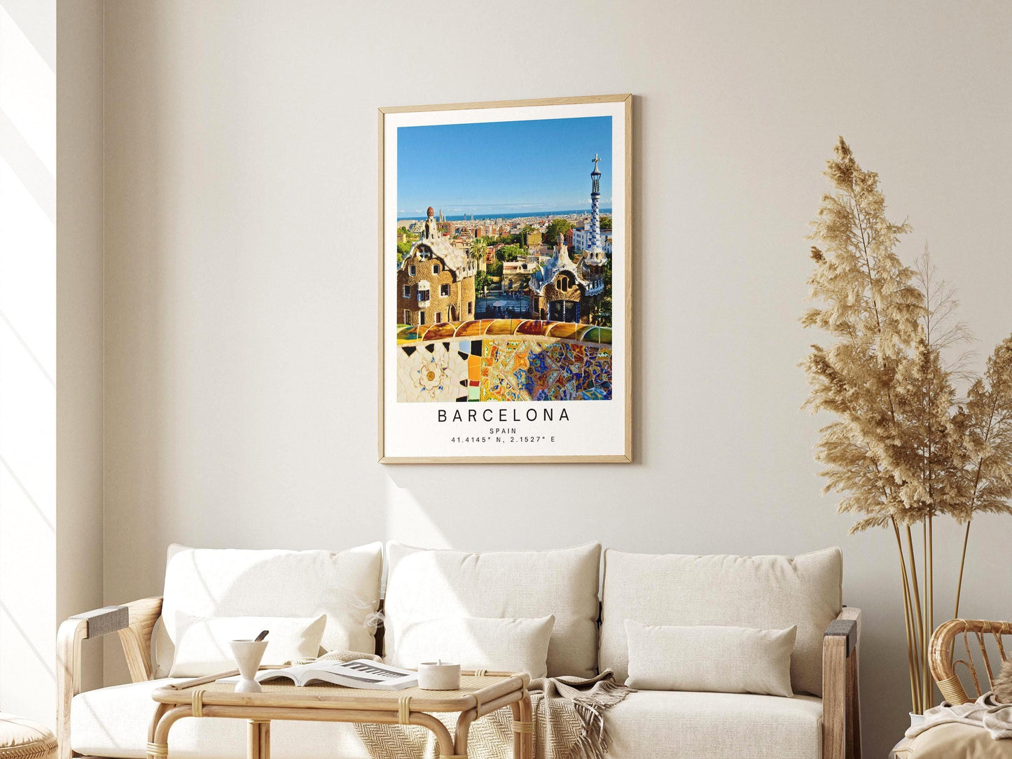 Barcelona Travel Print - Park Guell Spain Wall Art, Framed Minimalist Photography Decor, Architect Gift