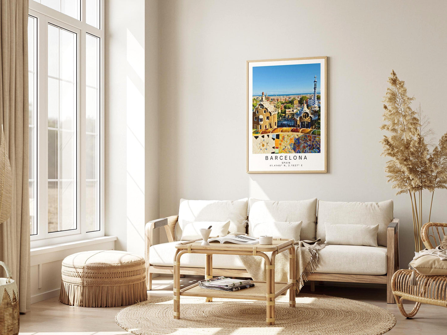 Barcelona Travel Print - Park Guell Spain Wall Art, Framed Minimalist Photography Decor, Architect Gift