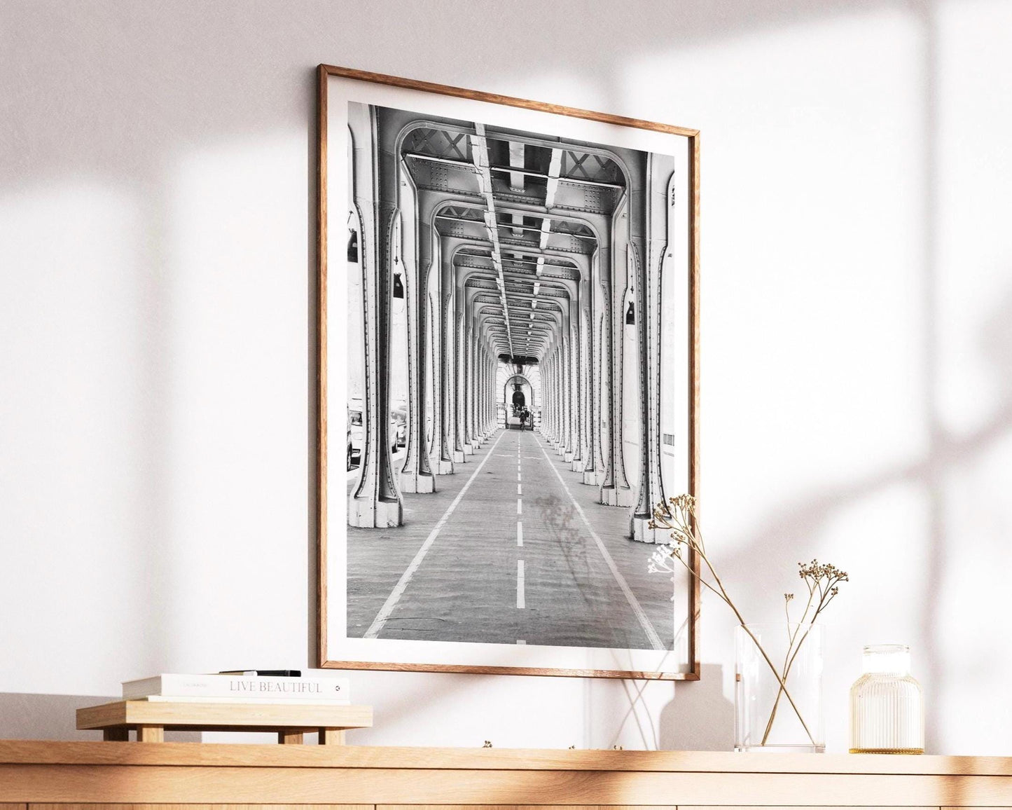 Bir Hakeim Bridge Print – Black and White Paris Photography Poster