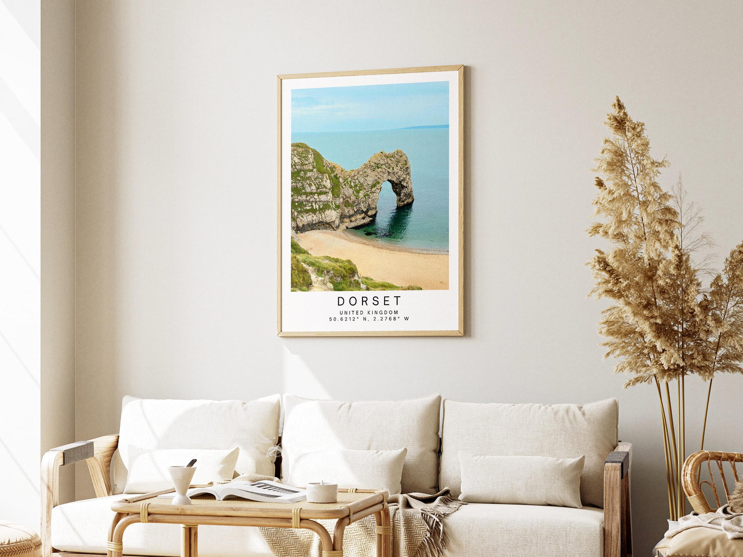 Durdle Door Print - Dorset Coastal Wall Art, Beach landscape, Framed Minimalist Photography
