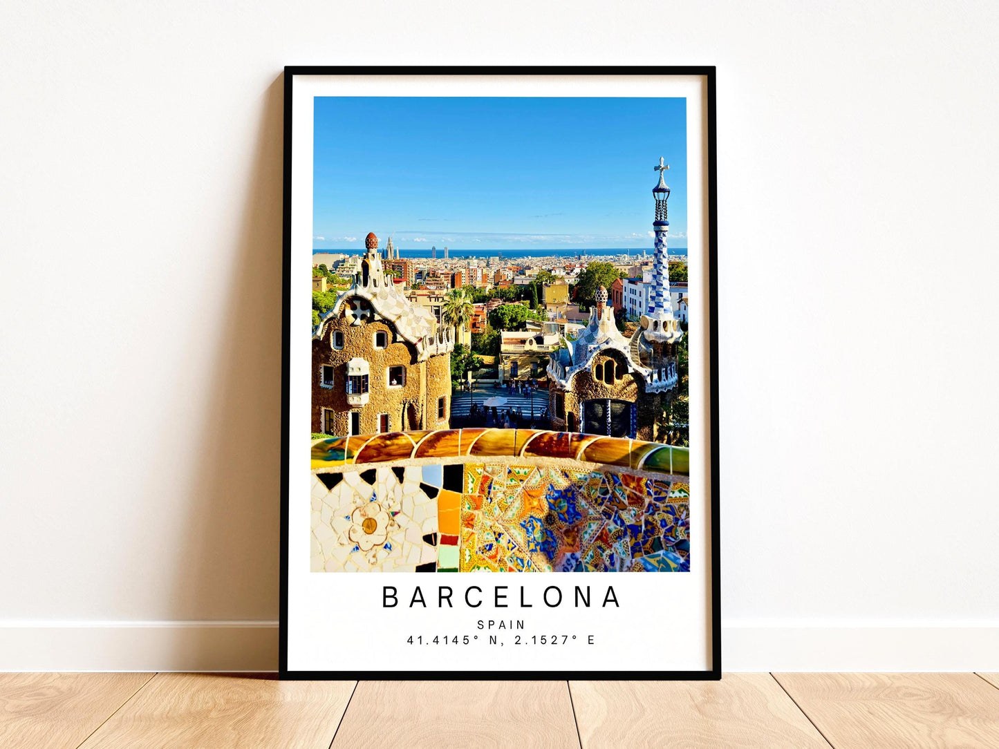 Barcelona Travel Print - Park Guell Spain Wall Art, Framed Minimalist Photography Decor, Architect Gift