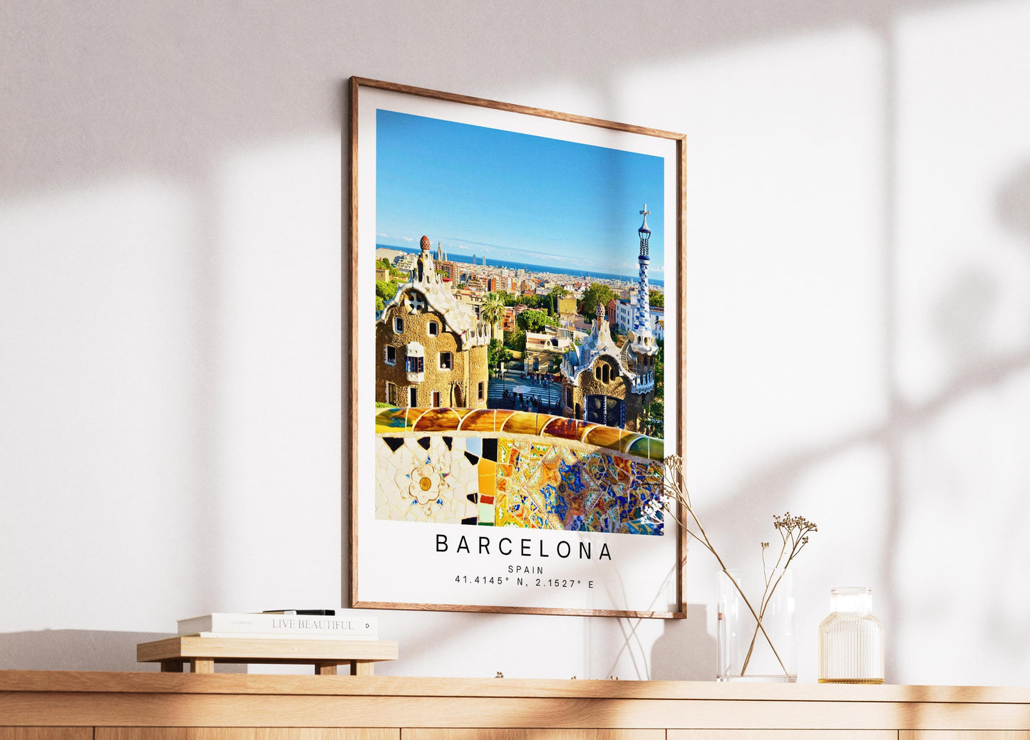 Barcelona Travel Print - Park Guell Spain Wall Art, Framed Minimalist Photography Decor, Architect Gift