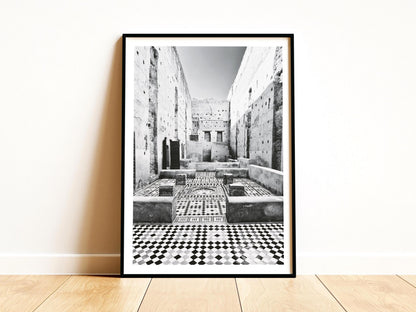 El Badi Palace Print - Marrakech Black and White Photography, Morocco Wall Art - Matthew Webb Photography