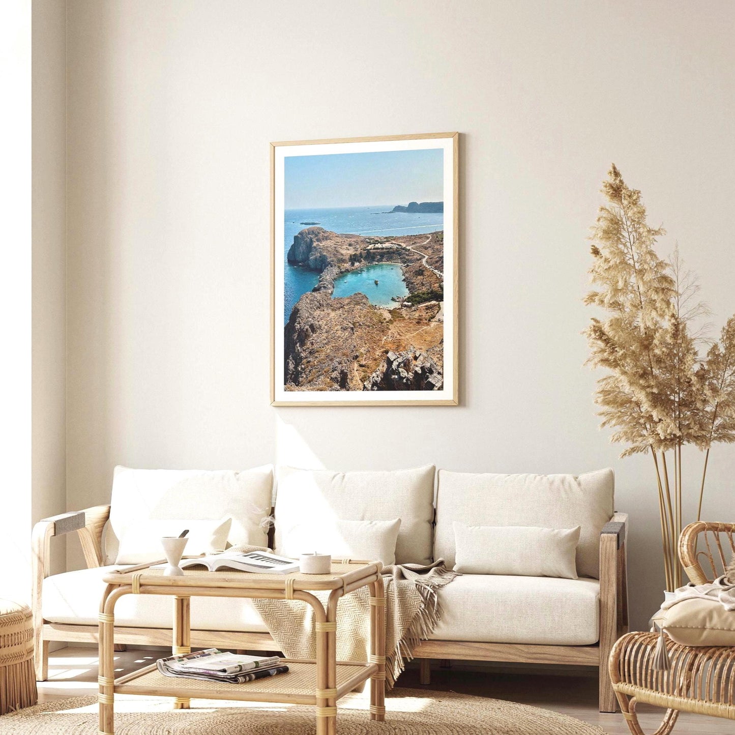 Rhodes Greece Print: Lindos Acropolis, Ancient Coastal Photography, Colorful Greek Island Wall Art