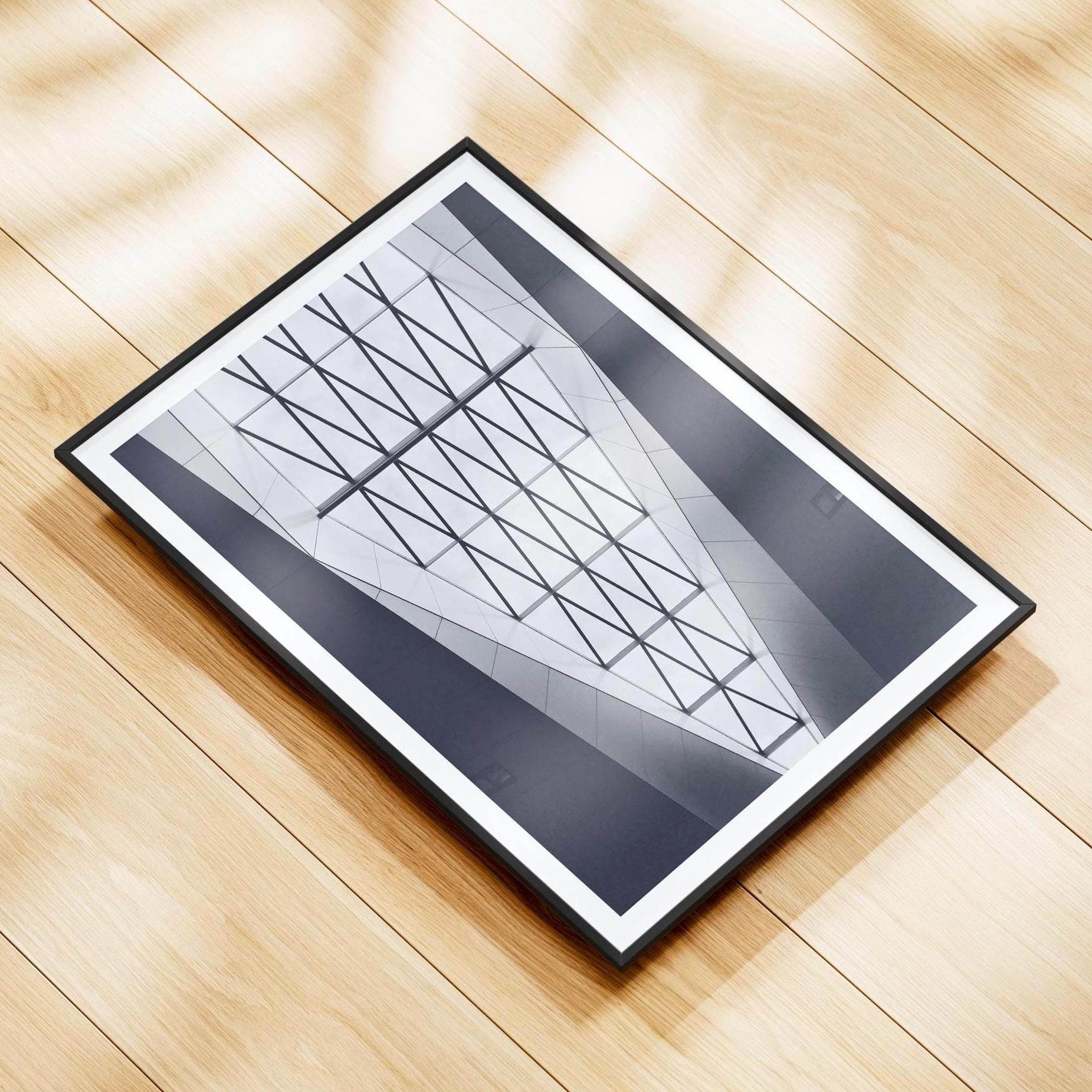 Black and White Geometric Architecture Print - Skylight - Vienna Central Station, Wall Art Gift - Matthew Webb Photography