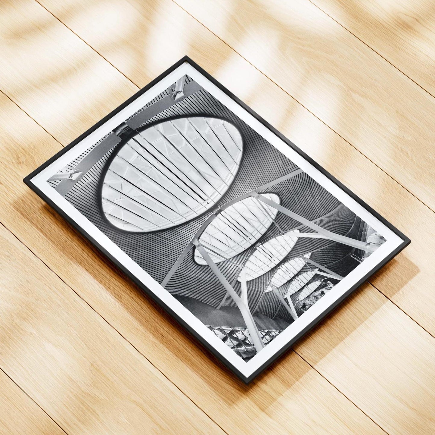 Madrid Architecture Print: Richard Rogers Airport Design, Black and White Geometric Photography