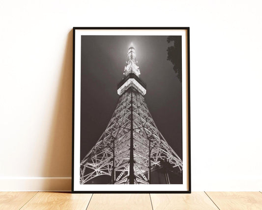 Tokyo Tower Black and White Photography Print, Japan Landmark Art, Modern Wall Decor - Matthew Webb Photography