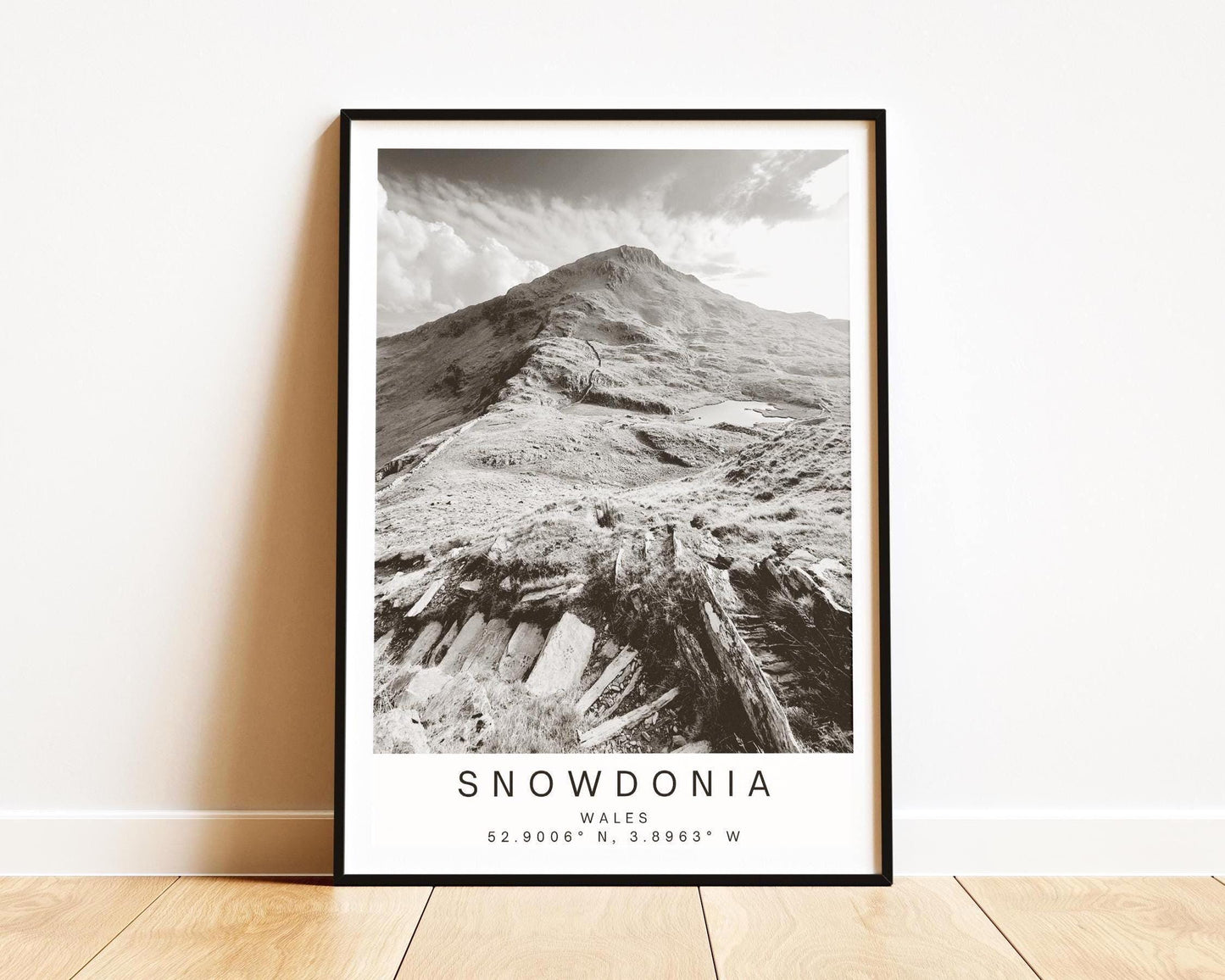 Snowdonia Mountain Print – Black and White Welsh Landscape Photography Wall Art