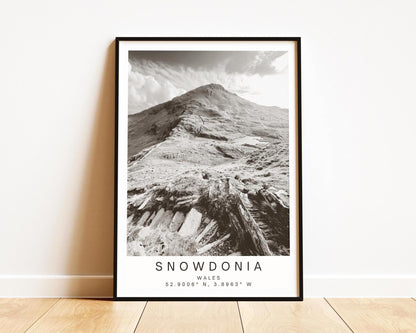 Snowdonia Mountain Print – Black and White Welsh Landscape Photography Wall Art