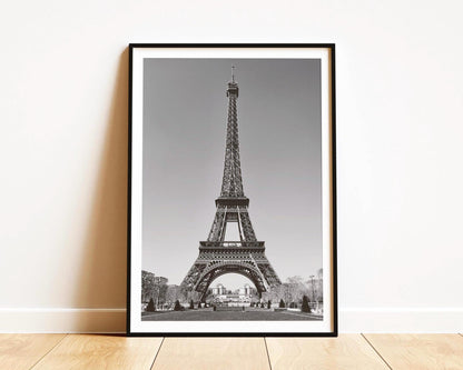Black and White Eiffel Tower Print - Paris Photography Wall Art, France Travel Poster