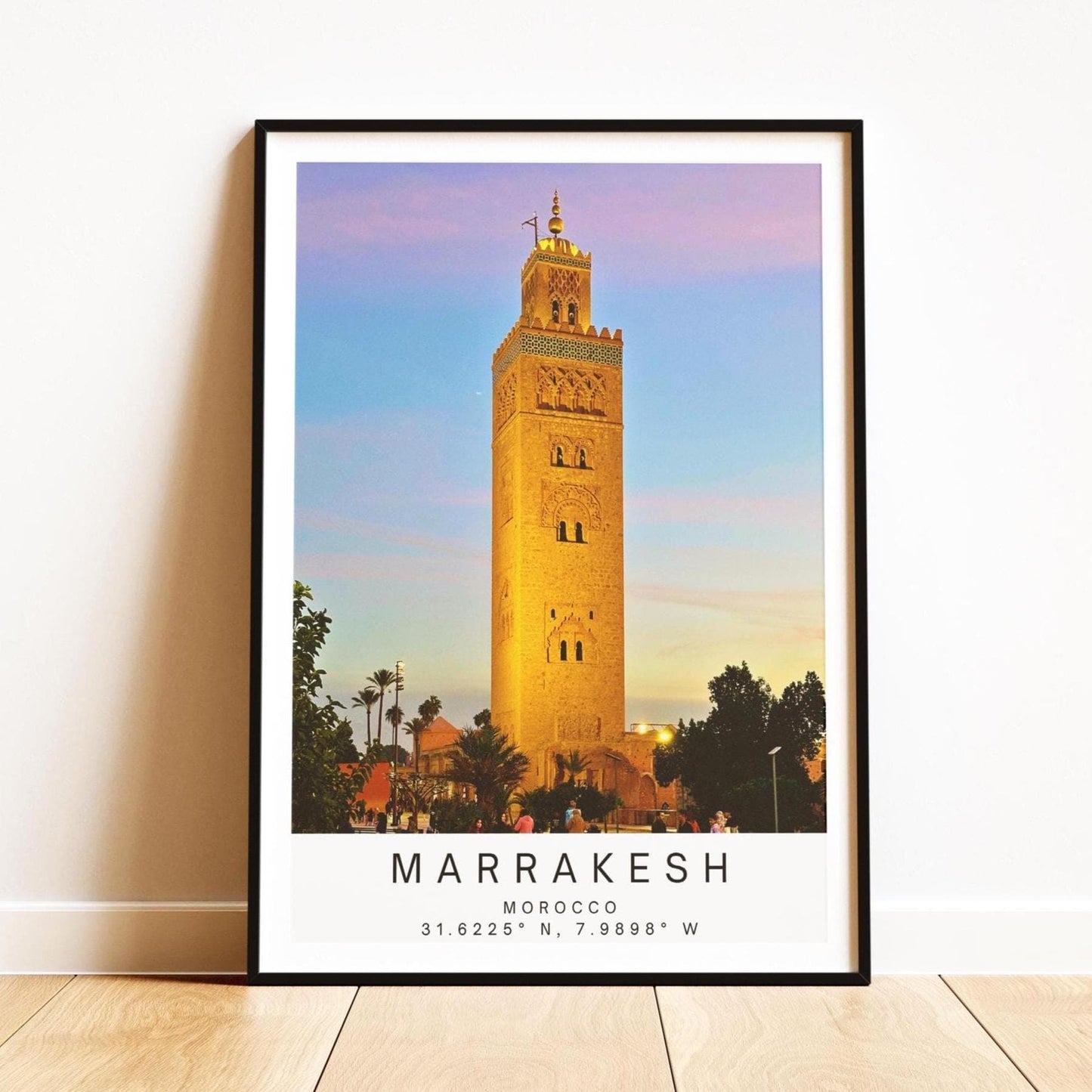 Marrakesh Morocco Print, Koutoubia Mosque Art, Travel Photography, Cityscape Poster