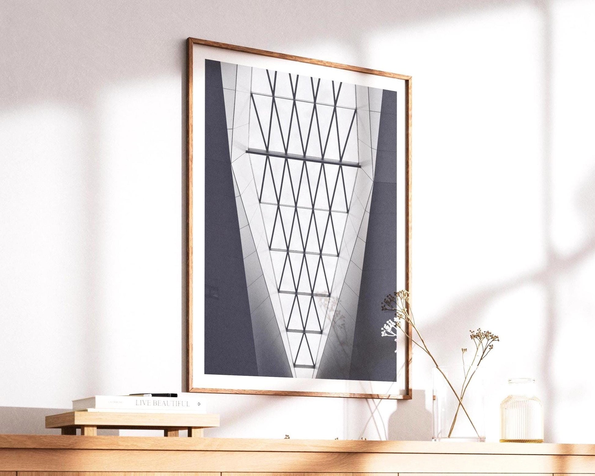 Black and White Geometric Architecture Print - Skylight - Vienna Central Station, Wall Art Gift - Matthew Webb Photography