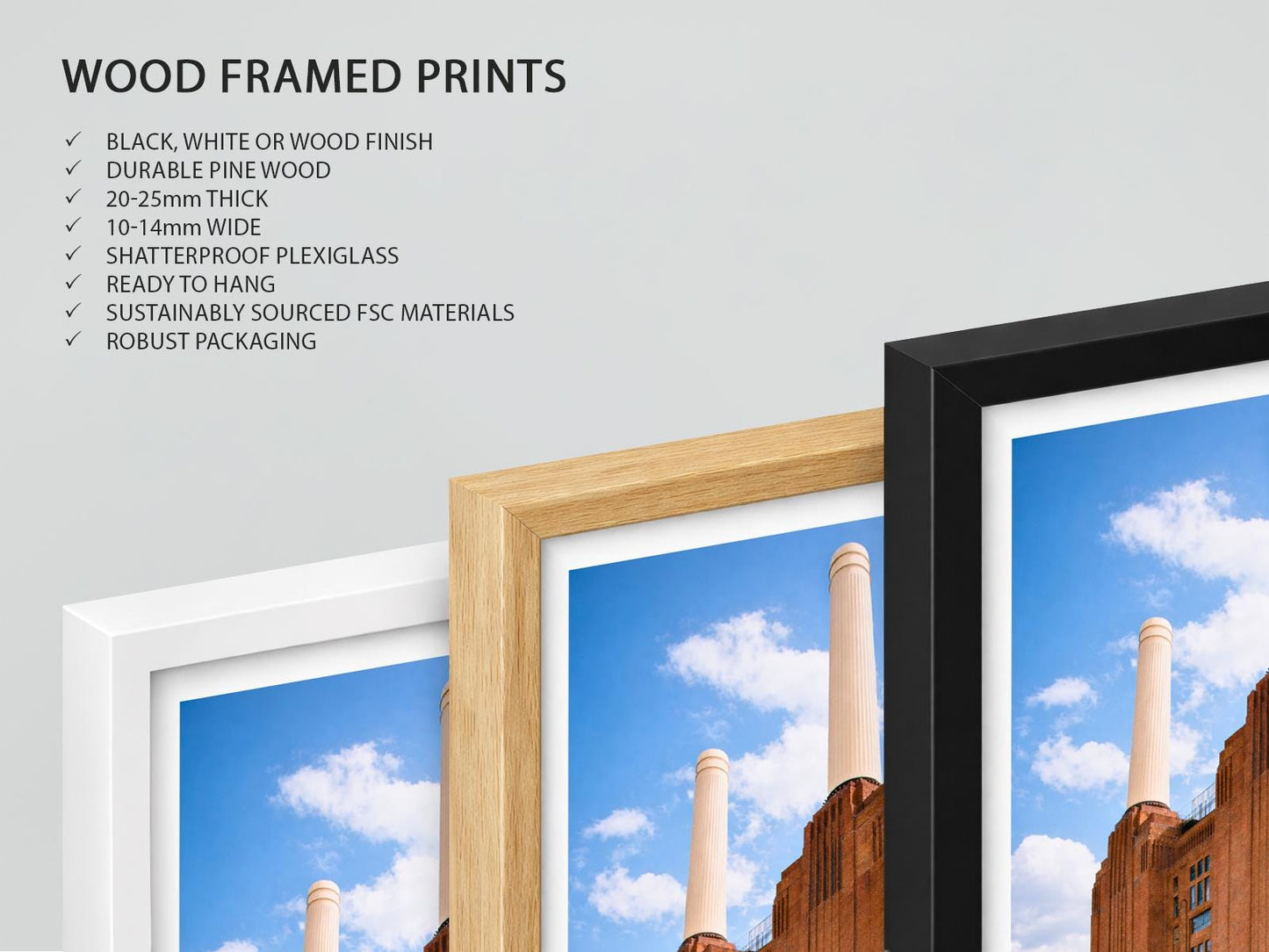 Battersea Power Station Print - London Travel Wall Art, Framed Minimalist Decor, Personalized Gift