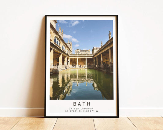 Bath Travel Print- Roman Baths, Architecture Photography Wall Art Poster, Personalized gift
