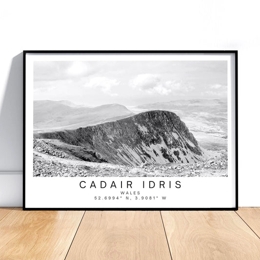 Cadair Idris Black and White Print – Snowdonia Wales Mountain Photography, Minimalist Landscape Wall Art, Monochrome Nature Poster