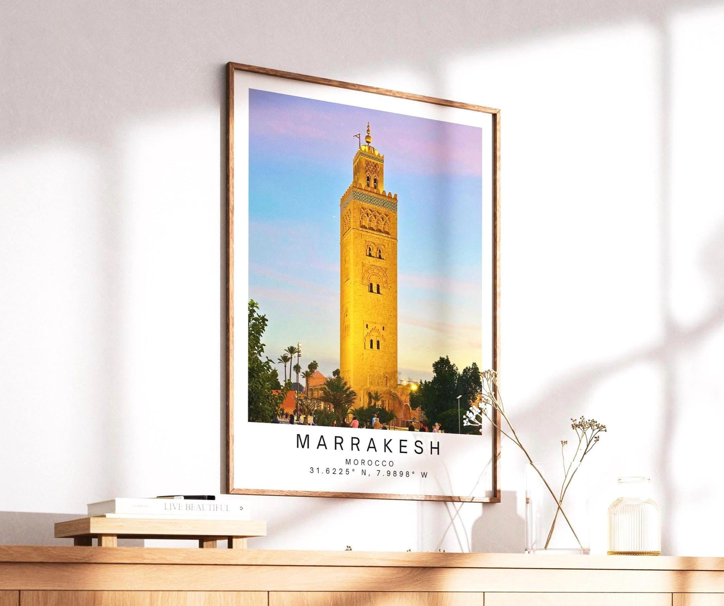 Marrakesh Morocco Print, Koutoubia Mosque Art, Travel Photography, Cityscape Poster
