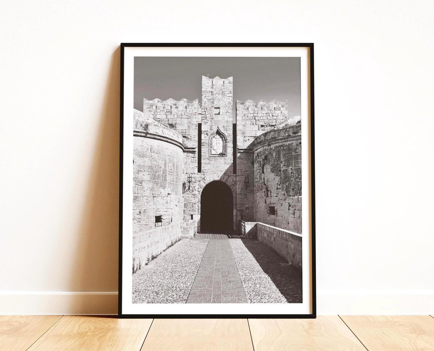 Rhodes Old Town Print: Black and White Ancient Greece Wall Art, Architecture Photography Gift