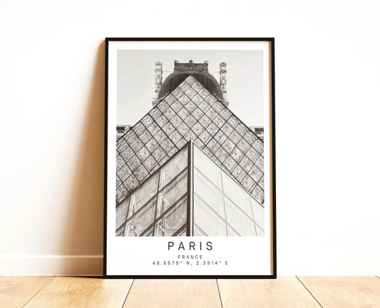 Louvre Print - Paris Wall Art, Black and White, French Architecture, Travel Photography Gift - Matthew Webb Photography