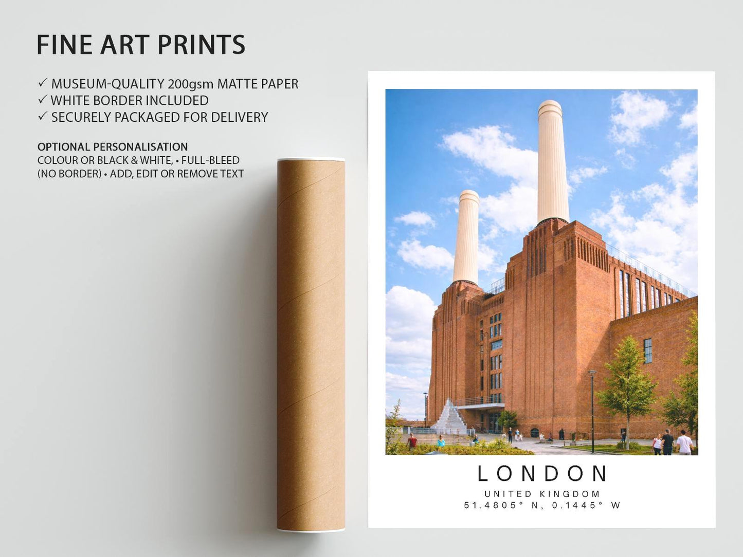 Battersea Power Station Print - London Travel Wall Art, Framed Minimalist Decor, Personalized Gift